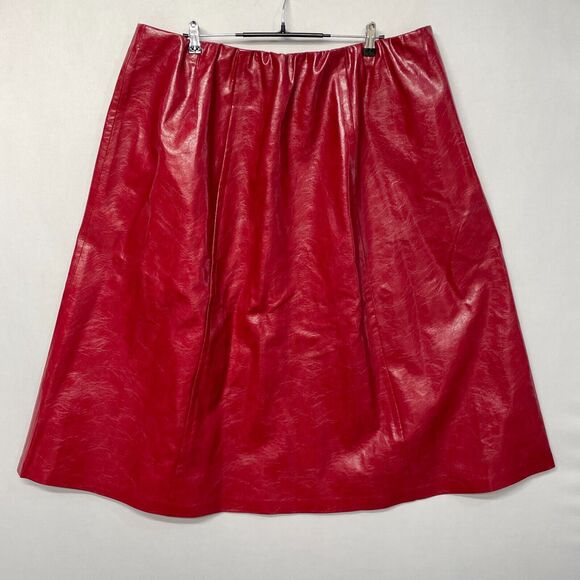 Eloquii Women Faux Leather A-Line Patent Red Skirt Zipper Plus Size 22 M273 -15 - Picture 16 of 16